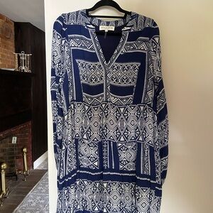 Hale Bob Blue and White Midi Dress